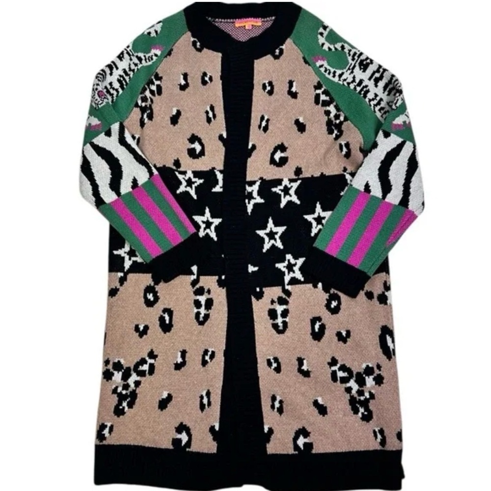 Starry Leopard Long Open Front Cardigan - Vilagallo